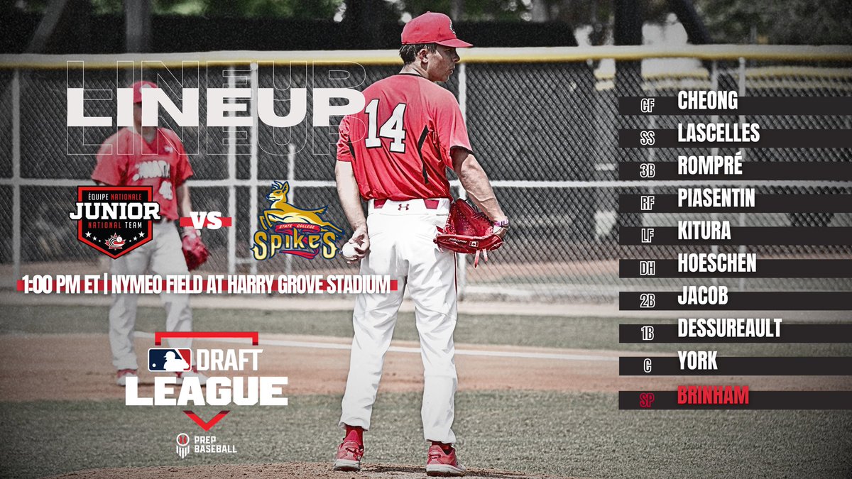 Starting nine for the Canadians in their second game of the Draft League Series! 🇨🇦⚾️

#BaseballCanada | #JNT | #MLBDraftLeague