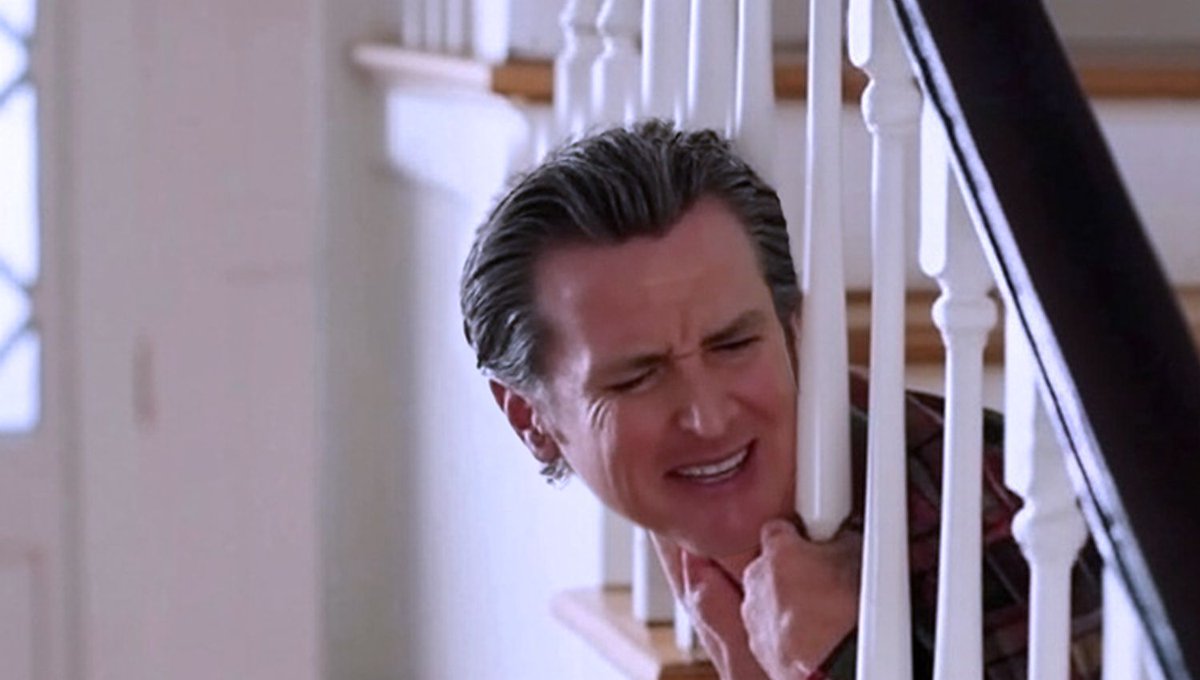 ‘Why Would Trump Do This?’ Cries Gavin Newsom After Getting Head Stuck In Banister buff.ly/zqU4JIY