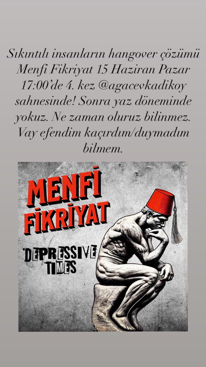 Bu pazar <a href="/agacevkadikoy/">Ağaç Ev Kadıköy</a> de 17:00’de Menfi Fikriyat IV!
