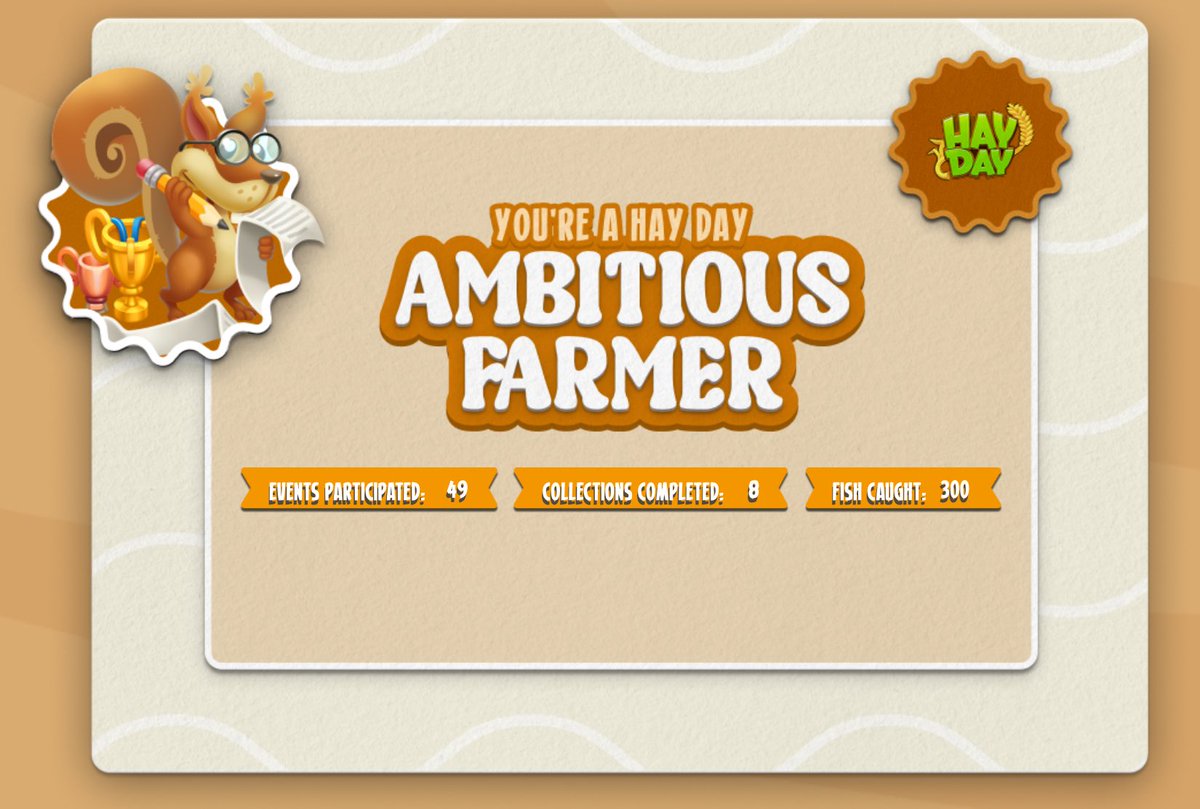 jaybug714's tweet image. Hay Day Highlights archetype: Ambitious Farmer