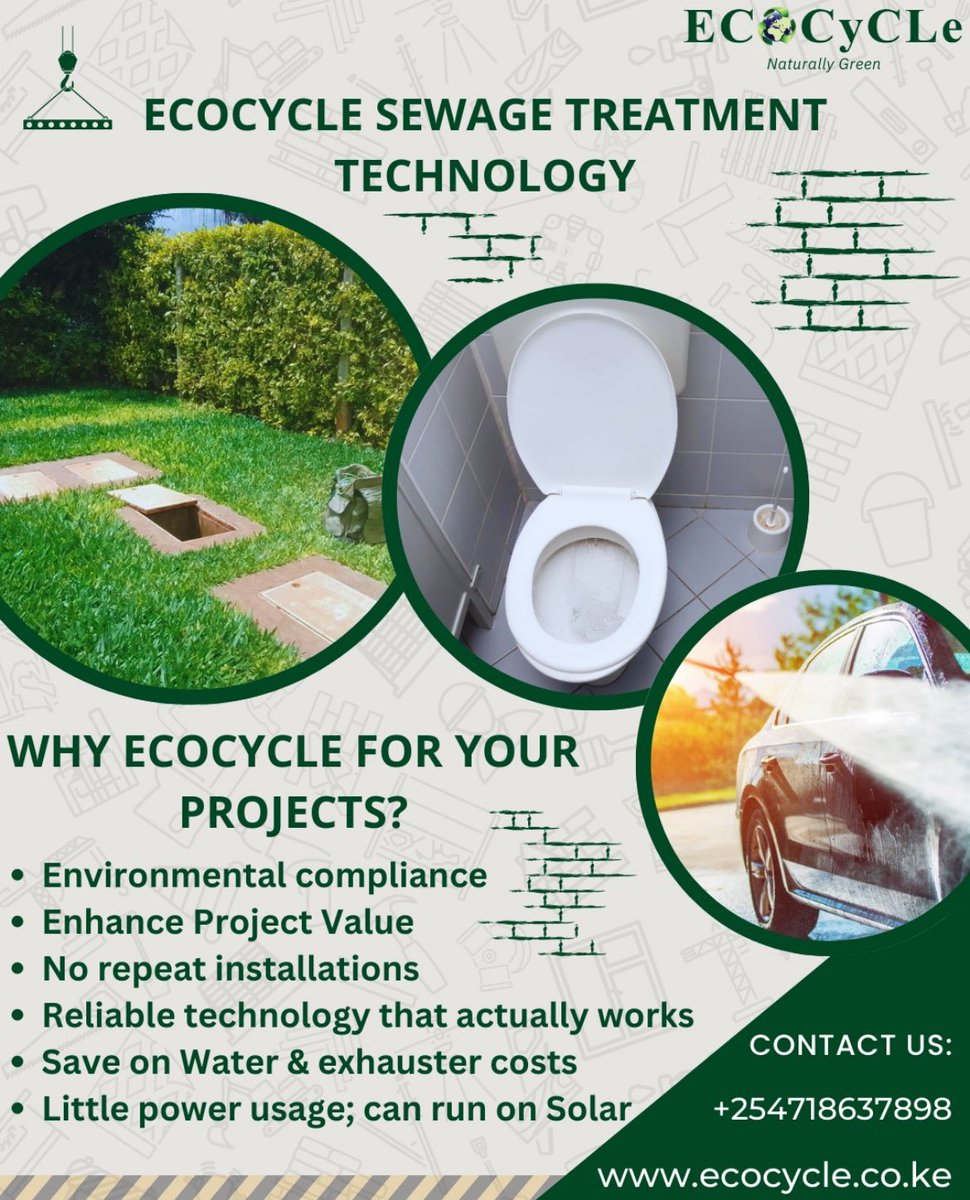 ENG.Lucy Wanjiku|CE| SEWAGE recycling Engineering (@mowteender_lucy) on Twitter photo OKaaay!
#Cousins <a href="/EcocycleLtd/">ECOCYCLE Ltd -SEWAGE to H2O Tech</a> Sewage treatment technology Converts SEWAGE to clear,odorless water in just 8hrs!
A constant supply of water to Keep your lawns Green365days a year! #Cousins GO Green/ BeSustainable! โป๏ธ๐ฆ๐Holla ecocycle.co.ke
info@ecocycle.co.ke 0718637898 OKaaay!
#Cousins <a href="/EcocycleLtd/">ECOCYCLE Ltd -SEWAGE to H2O Tech</a> Sewage treatment technology Converts SEWAGE to clear,odorless water in just 8hrs!
A constant supply of water to Keep your lawns Green365days a year! #Cousins GO Green/ BeSustainable! โป๏ธ๐ฆ๐Holla ecocycle.co.ke
info@ecocycle.co.ke 0718637898