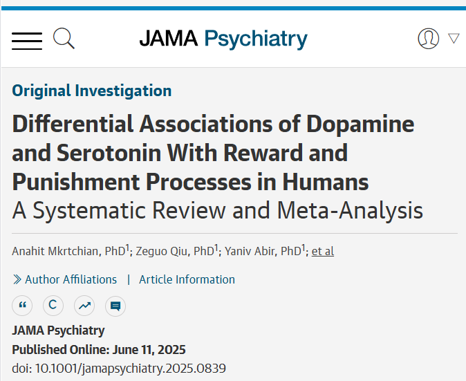 Systematic review and meta-analysis: Pharmacological manipulations of dopamine and serotonin distinctly affect reinforcement learning components in humans. ja.ma/44aUS3j