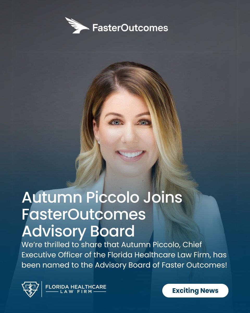 FLHealthLawFirm's tweet photo. Autumn’s leadership and insight will be instrumental as Faster Outcomes continues to scale and serve healthcare providers across the country. We’re excited to see the impact she’ll make in this dynamic new role.
#fasteroutcomes #advisoryboard #FHLF https://t.co/QIyJg8exAa
