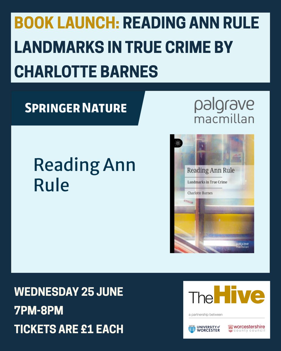 TheHiveWorcs's tweet image. Are you a true crime enthusiast?
Join @worcester_uni 's Dr Charlotte Barnes as she launches her new book, the first critical accompaniment for the work of legendary crime writer Ann Rule!
Find out more and book your tickets here: bit.ly/hivetalks
@charleyblogs