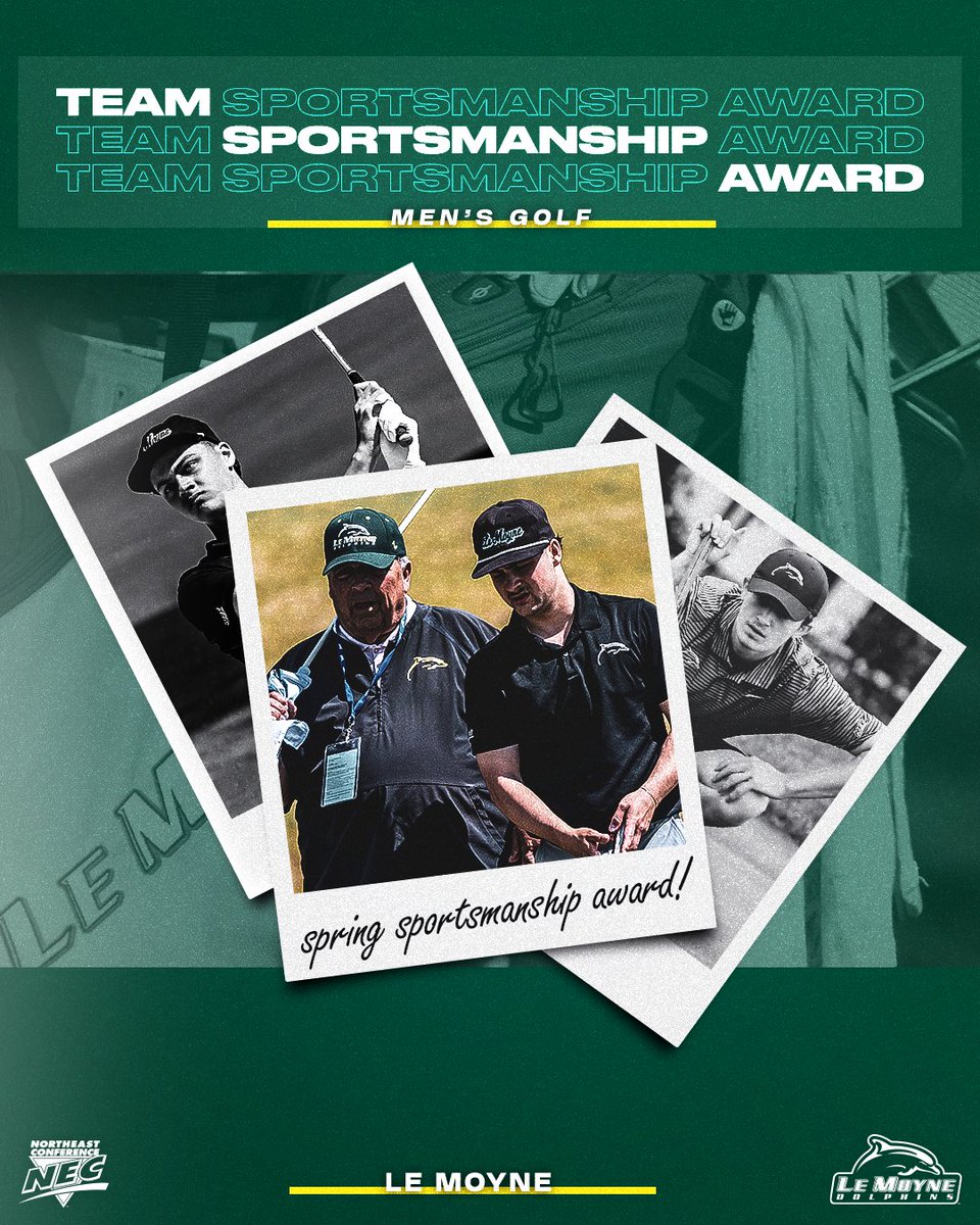Competing on the links with integrity and #RESPECT was a priority for this squad from 'Cuse. Your NEC Team Sportsmanship winner in <a href="/necmgolf/">NEC Men's Golf</a> is <a href="/LeMoyneDolphins/">Le Moyne Athletics</a>. 

#NECpride x <a href="/LeMoyneMGolf/">Le Moyne Men’s Golf</a> x #NECMGOLF⛳️