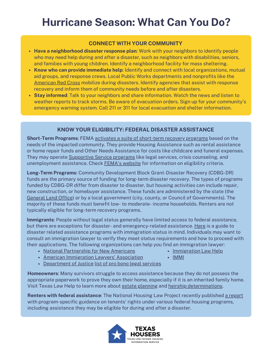 TexasHousers's tweet image. As hurricane season begins now through fall, we have already noted that resources may not be as available under current federal leadership.
However, you can use this Hurricane Handout to protect yourself, your community, and utilize what programs are still operational.
Share!