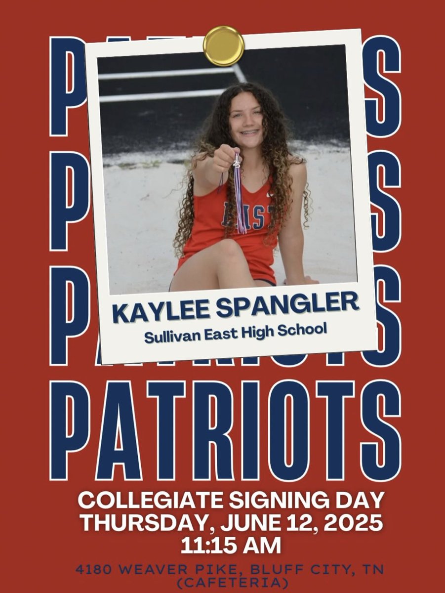 Tomorrow at 11:15, Kaylee Spangler will sign her Letter of Intent to continue her Track &amp; Field career at the collegiate level. The signing will be in the SEHS cafeteria. Please come join us as we celebrate Kaylee. There will be cookie cake!