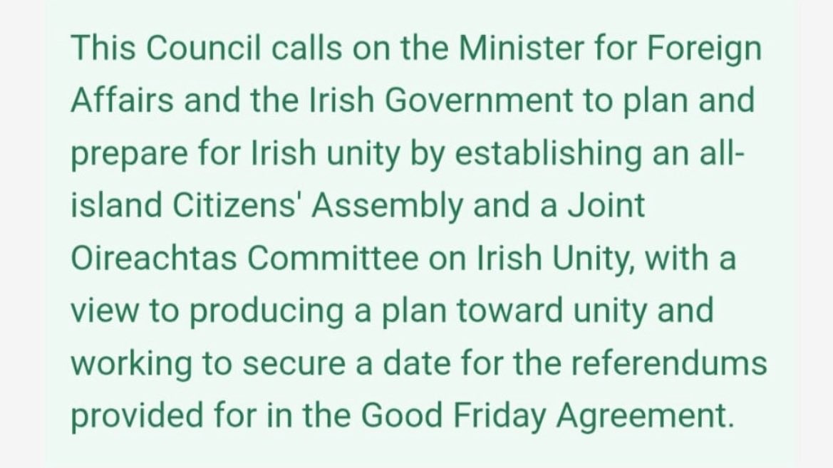 The Commission on the Future of Ireland (@sf_commission) on Twitter photo This motion from <a href="/niamhwho/">Cllr Niamh Whelan</a> was passed this week at South Dublin County Council 👏👏
The Irish government should now establish an all island Citizens’ Assembly. It’s time to plan & prepare for Irish Unity!
#IrishUnity This motion from <a href="/niamhwho/">Cllr Niamh Whelan</a> was passed this week at South Dublin County Council 👏👏
The Irish government should now establish an all island Citizens’ Assembly. It’s time to plan & prepare for Irish Unity!
#IrishUnity
