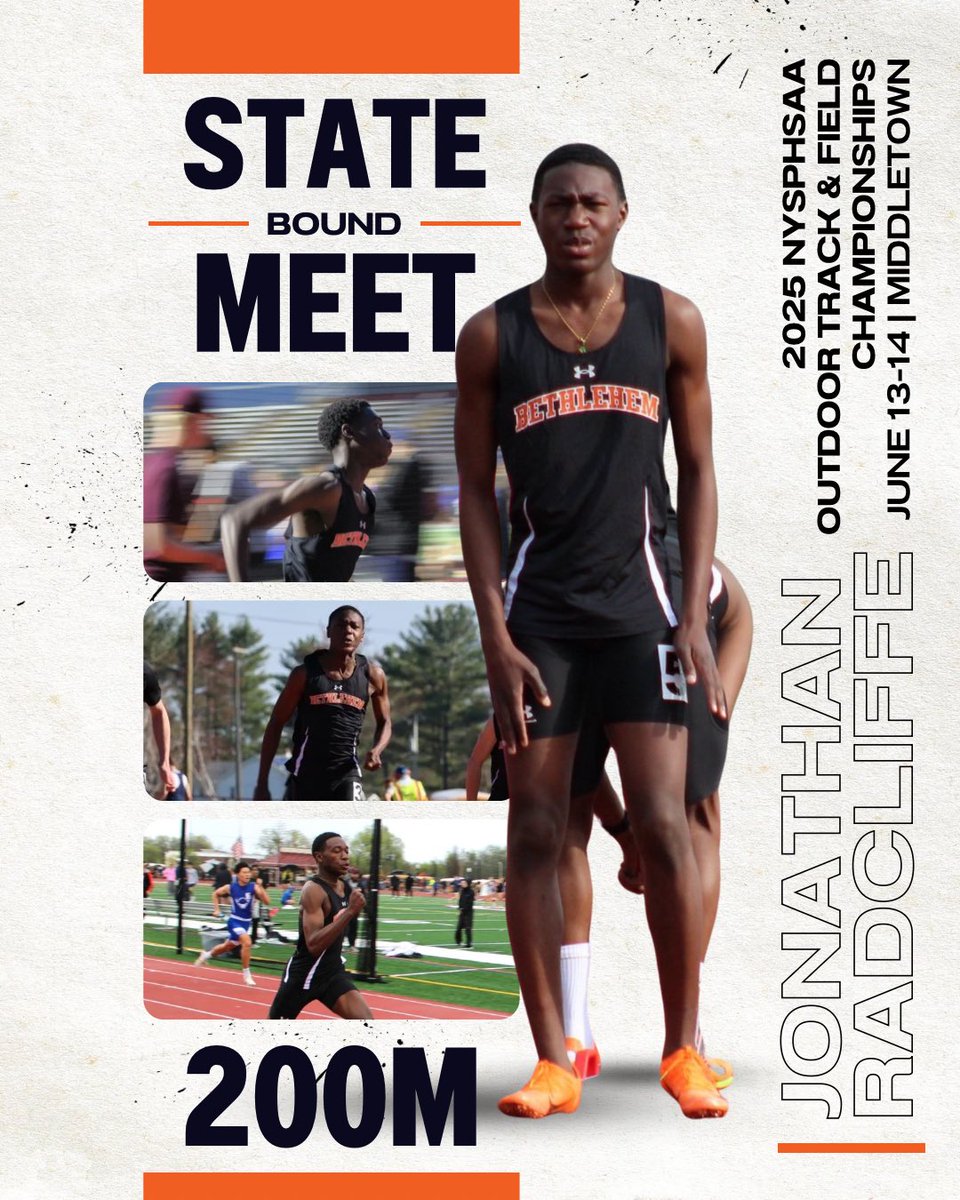 ICYMI: Jonathan Radcliffe will represent Bethlehem in this weekend’s <a href="/NYSPHSAA/">NYSPHSAA</a> Outdoor T&amp;F Championships in the 200m dash. He advanced on virtue of his Section 2 State Qualifier win. Good luck, Jonathan! <a href="/BCSDAthletics/">BC Eagle Athletics</a>