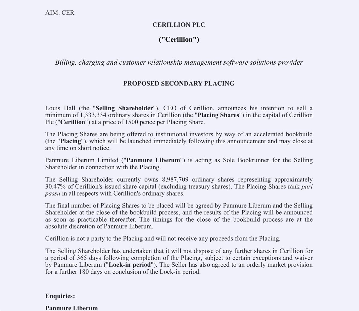 rhomboid1MF's tweet image. #CER £20m sale by the founder…good to see his richly deserved rewards for creating such a successful business 

He’s selling at 10x the price I sold a slightly smaller amount at…