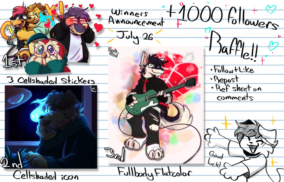 koukineon_t89's tweet image. 💛 +1000 RAFFLE TIME 💛

For the support all of u gave me everyday I&apos;ll be opening a raffle with 3 prizes! The rules are the next one&apos;s:

* Follow + Like 
* Repost
* Comment you&apos;re ref sheet

The winners will be announced on July 26! Good luck and thanks again to all of you!! &amp;lt;3
