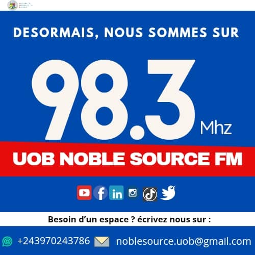 Désormais, la Noble Source FM émet sur 98.3 Mhz à Bukavu et ses environs.