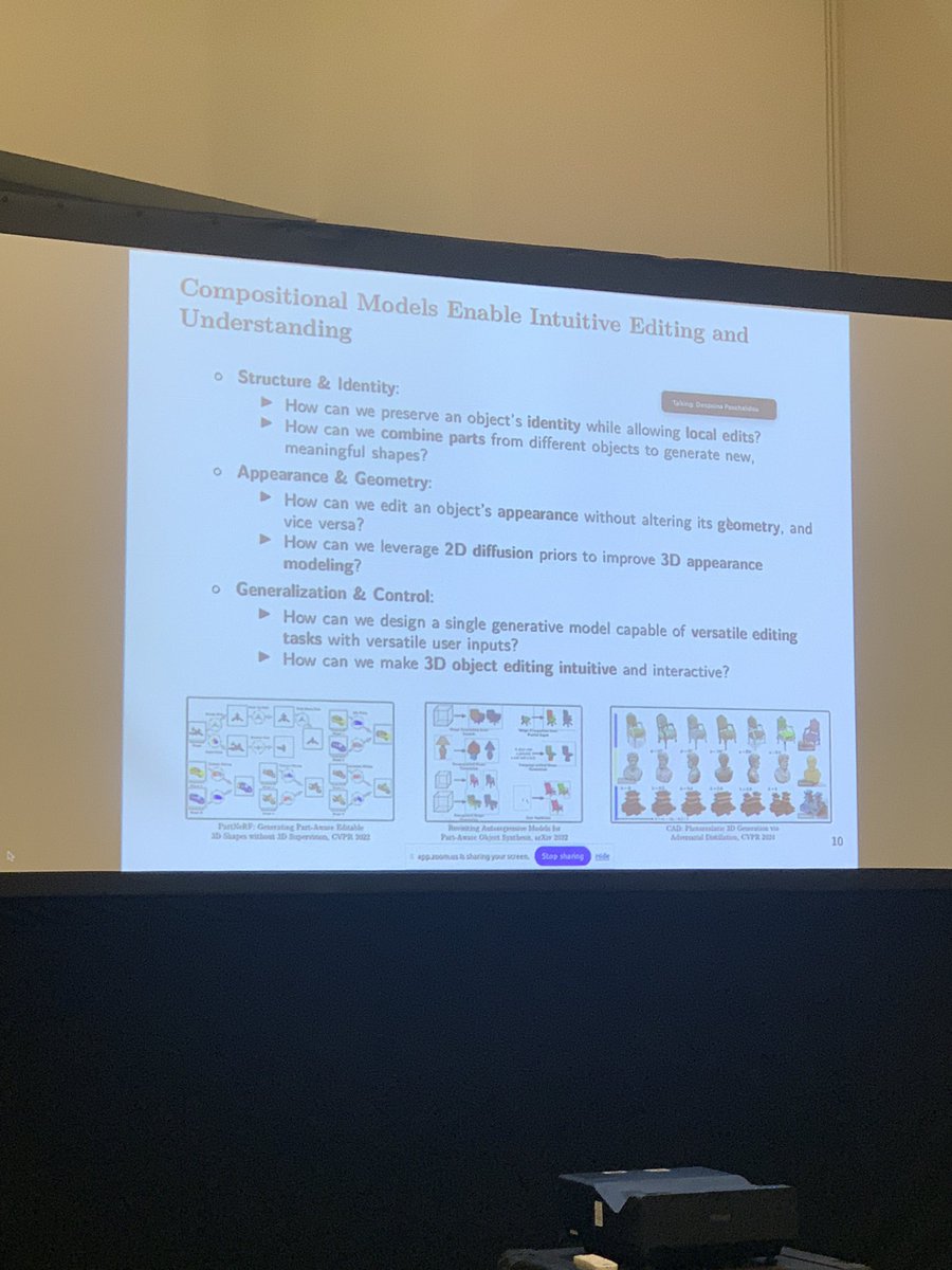 ilkedemir's tweet image. Second keynote of #USM3D continues in Room 104D with @paschalidoud_1 on compositionality and controllability of parts, objects, and models.  #CVPR2025