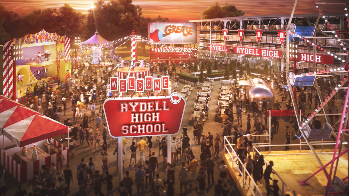 theatre_weekly's tweet image. We went to the launch of Secret Cinema’s GREASE: The Immersive Movie Musical - the doors to Rydell High will open for just six weeks from Friday 1 August to Sunday 7 September at Evolution London, in Battersea Park #WeGoTogether
Artist Impression: Dale Croft