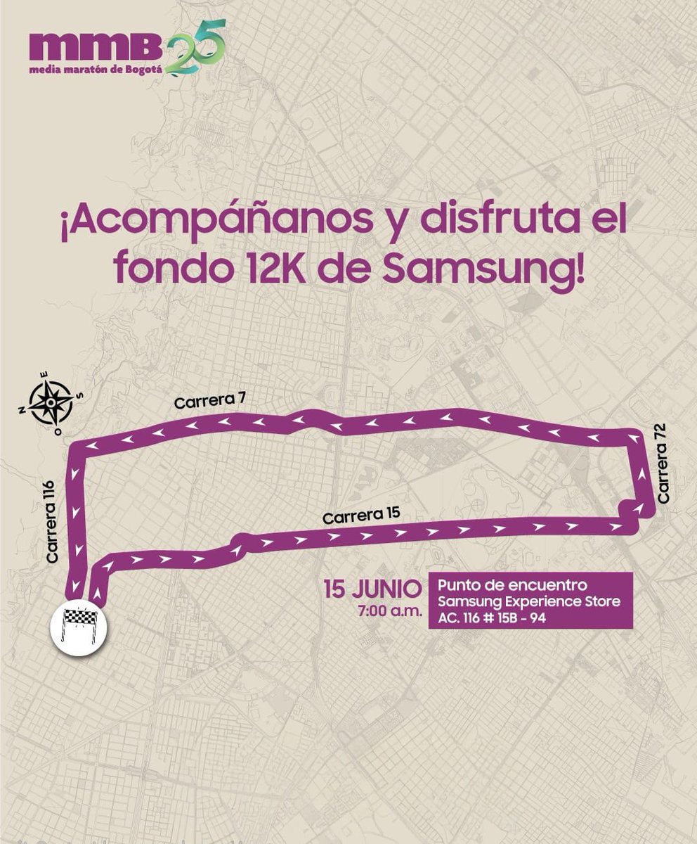SamsungCO's tweet photo. ¿#Galaxyrunners están listo para correr la Media Maratón de Bogotá? 🏃‍♂️ 🏃‍♀️ 

Te esperamos en el entrenamiento #mmB25 del 15 de junio. 

📅Día: Domingo 15 de junio.
🏞️ Lugar: Edificio Samsung (Ac 116 #15b-94)
📍 Punto de encuentro: Entrada principal Samsung
horario: 7:00 a.m. – 9:00 a.m.

Conoce más aquí: https://t.co/xG8HTQjoPw