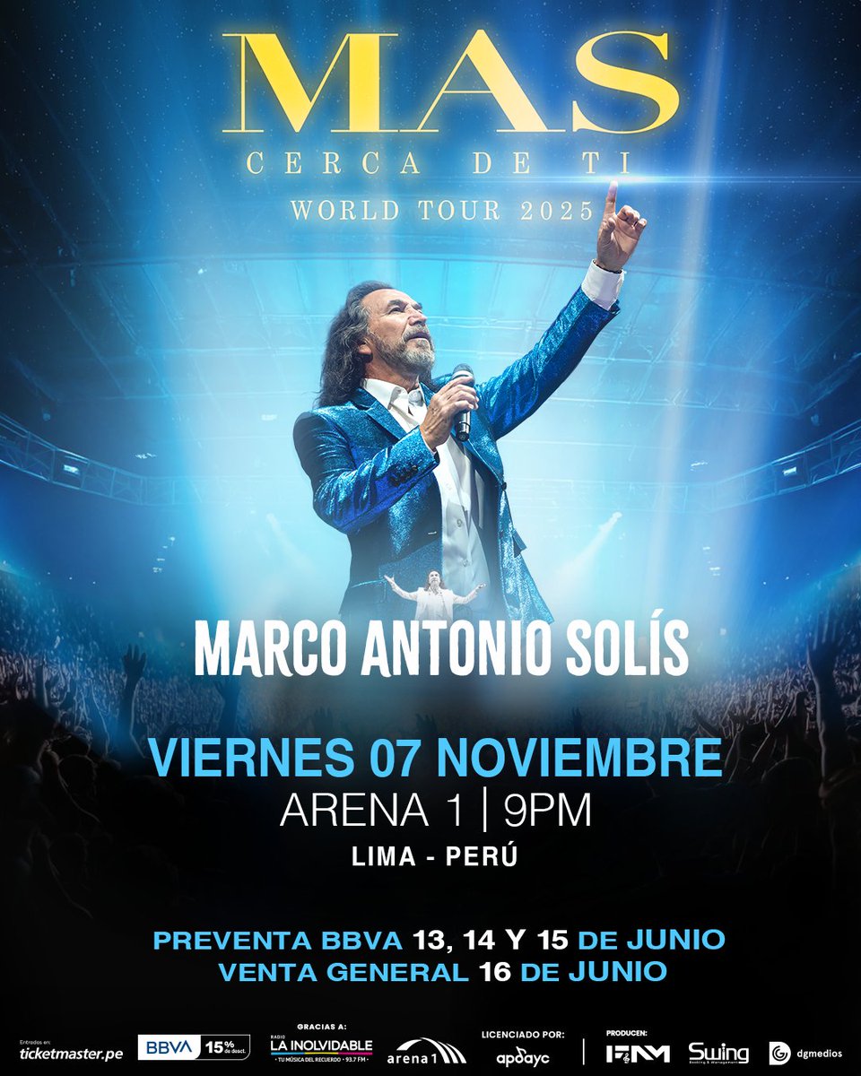 🎶 ¡MARCO ANTONIO SOLÍS VUELVE A LIMA! 🎶
7 de noviembre – Una noche que quedará en tu corazón 💖

Prepárate para vivir un espectáculo inolvidable con El Buki, el ícono de la música romántica latina.

Canciones que marcaron generaciones, emociones a flor de piel y una voz que