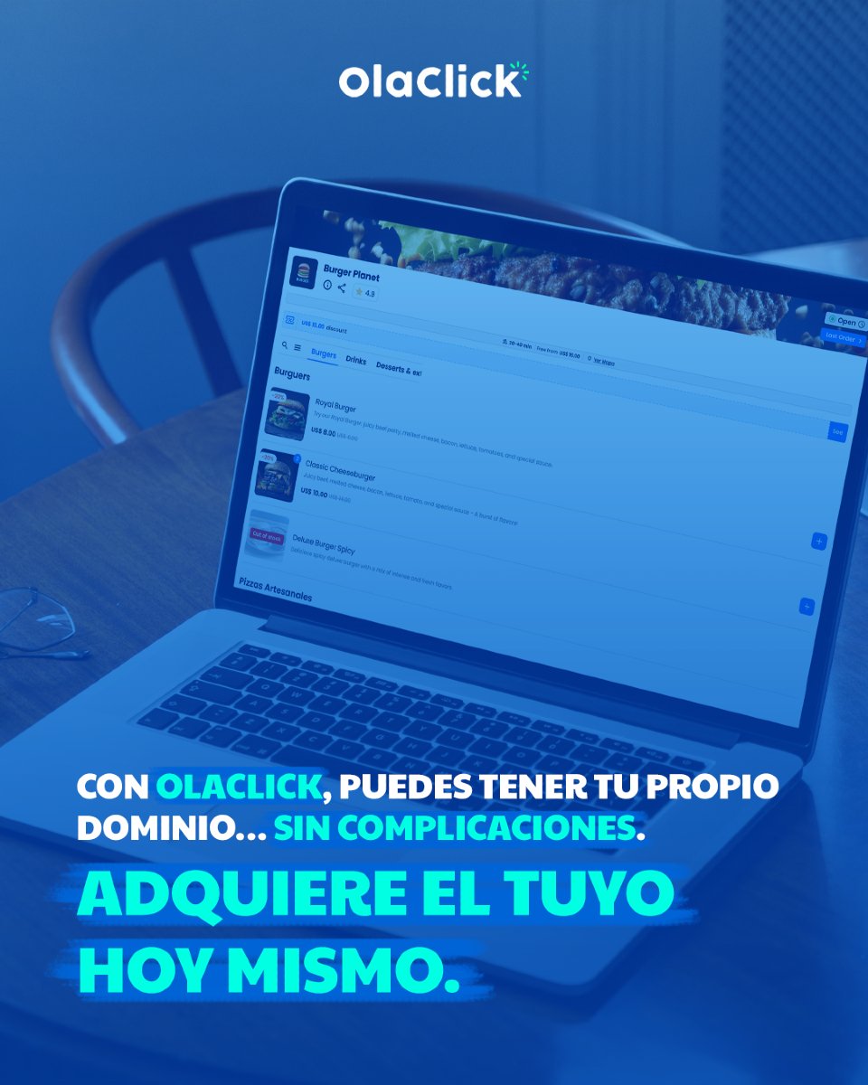 ¿Tu restaurante aún no tiene su propio dominio?

Tener una web con tu nombre (como tacosjuanchi.com) no es lujo, es estrategia.
Con OlaClick puedes activarlo sin saber de tecnología.

Hoy es buen día para hacerte dueño de tu nombre.