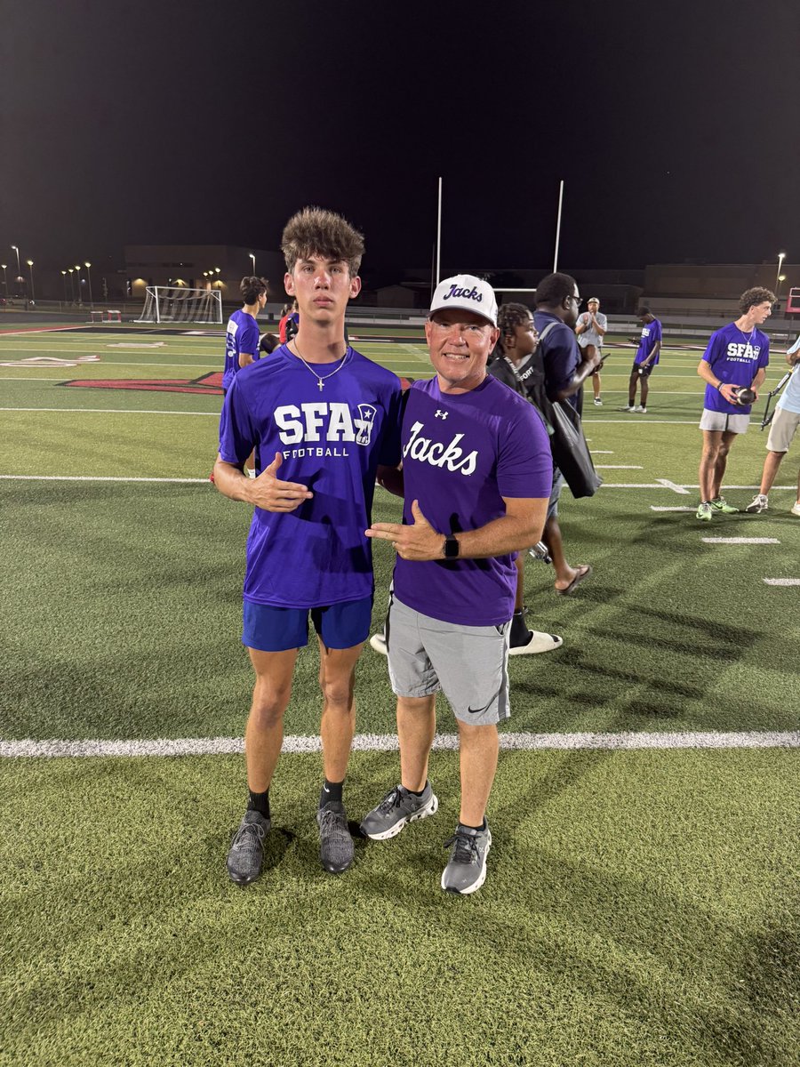 logan_keim15's tweet photo. Had a great time competing @SFA_Football this week! Thank you @CoachCarthel @ChrisRossSFA @CoachJMay @coachkreutzmann for the coaching and making me better. @TexanFball @CoachMcNeely_ https://t.co/1HJBqS5zMM