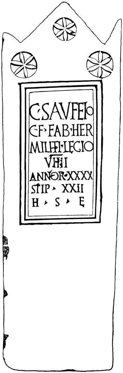 DrJEBall's tweet photo. A #Roman tombstone dedicated to Gaius Saufeius, a soldier in the 9th Legion. He died at the age of 40 after 22 years in the #RomanArmy. He was originally from Heraclea (Macedonia) but was buried in Lincoln, having dies while his legion was serving in Britannia #Archaeology https://t.co/jGP0YpQciG