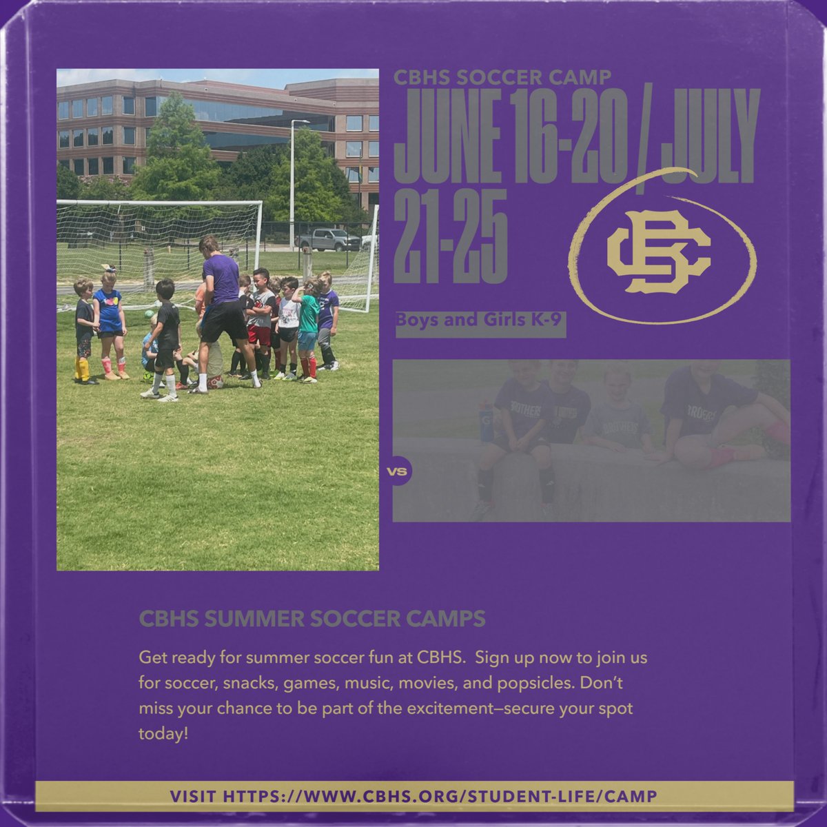 Secure your spot today to join us this summer -www.cbhs.org/student-life/camp
#BrothersSoccer