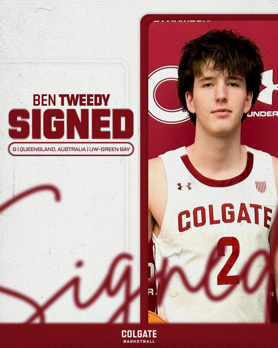ColgateMBB's tweet image. 𝗦𝗜𝗚𝗡𝗘𝗗 ✍️
Green Bay ➡️ Hamilton
Welcome to the family, @BenTweedyBall 🤝
#GoGate