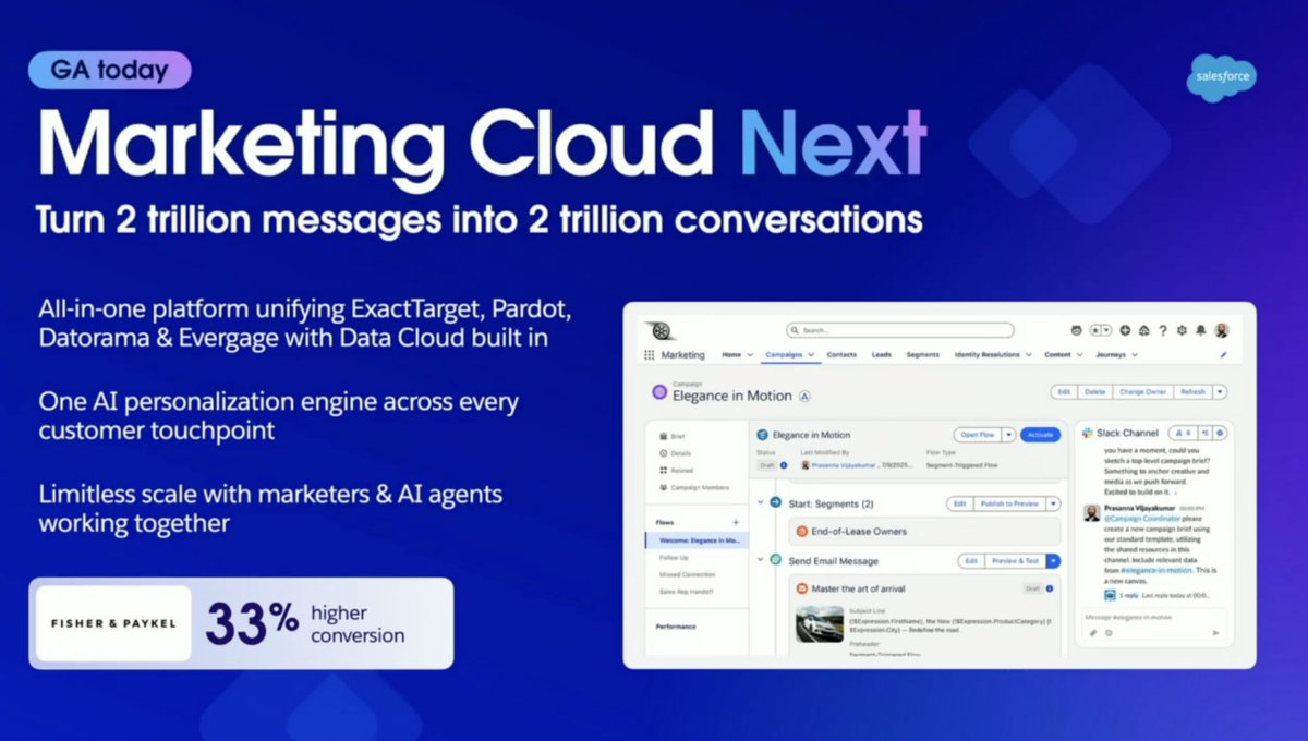 WOW!!! Marketing Cloud Next😍 - My Agentic Solution🎆

MC Next brings agentic marketing to life with actionable data, cross-departmental workflows and autonomous AI agents embedded across the entire customer funnel🥳🥳🥳

#MomentMarketers #CNX25