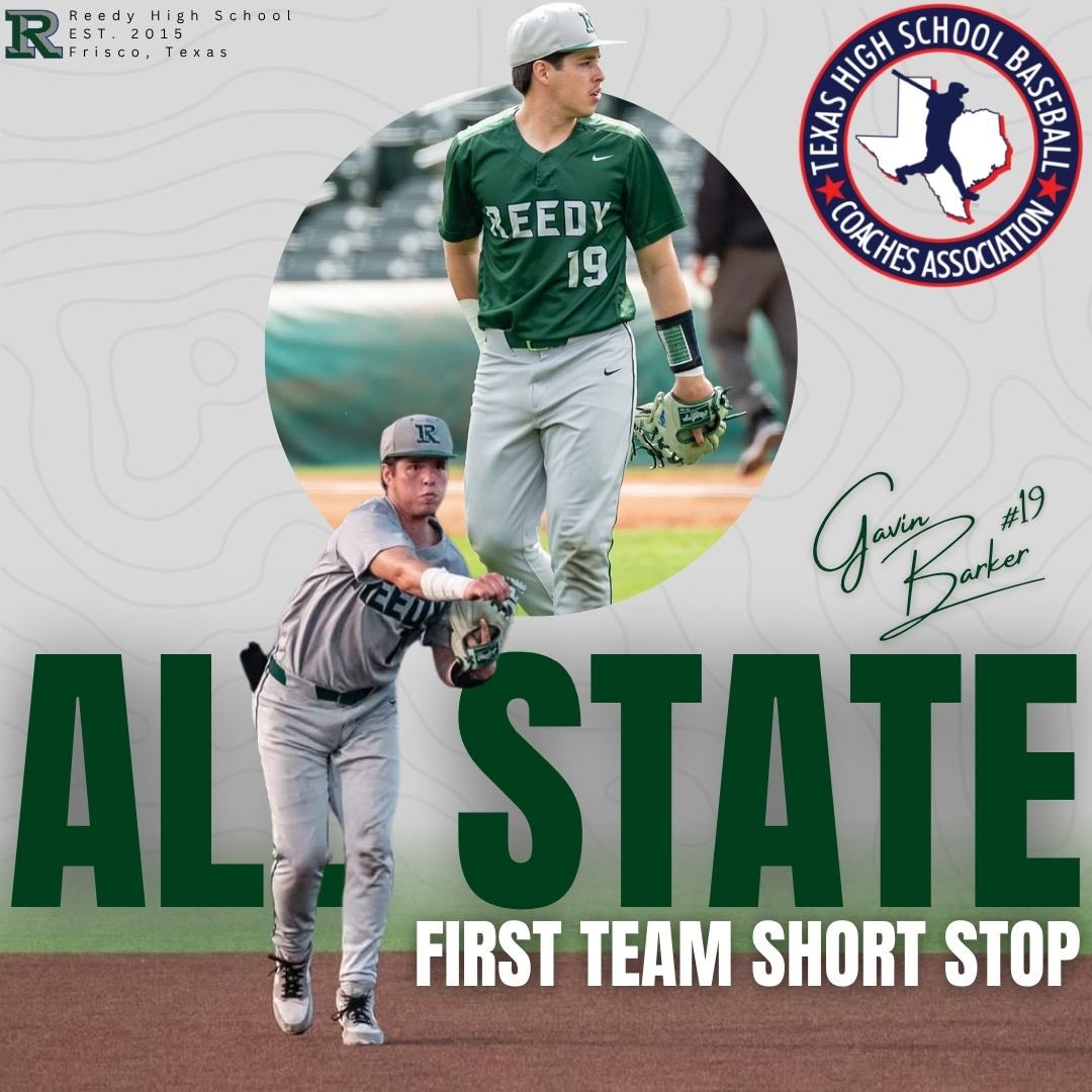 Frisco Reedy Lions Baseball (@reedybaseball) on Twitter photo Congratulations to <a href="/Gavin_B19/">Gavin Barker</a> for being a THSBCA 1st-Team All-State SS!
Gavin hit .429 on the year with an OPS of 1.092, 28 runs, 21 RBI, & stole 9 bags! Barker was also a tremendous leader over his career & captain his SR year.
We are proud of you Bark!
#CHAOS | #1Percent Congratulations to <a href="/Gavin_B19/">Gavin Barker</a> for being a THSBCA 1st-Team All-State SS!
Gavin hit .429 on the year with an OPS of 1.092, 28 runs, 21 RBI, & stole 9 bags! Barker was also a tremendous leader over his career & captain his SR year.
We are proud of you Bark!
#CHAOS | #1Percent