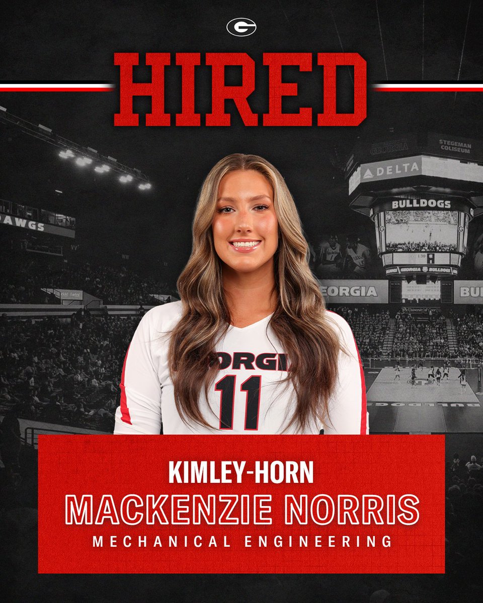 Congratulations to Mackenzie Norris of @ugavolleyball on securing an a full-time position with Kimley-Horn! Mackenzie recently completed her undergraduate degree in Mechanical Engineering from @ugaengineering. Congrats, Mackenzie!