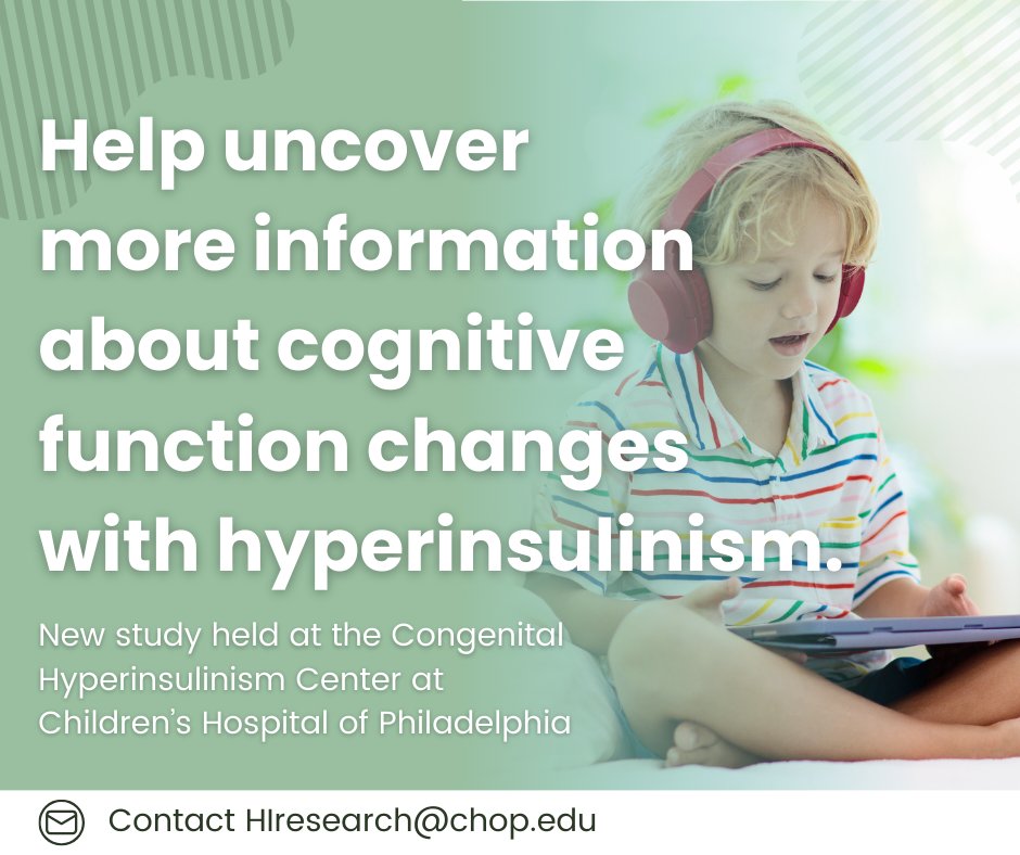The team at CHOP has a new study to understand how cognitive function changes over time in children with HI.
 
Must be 7-15 years old and have a diagnosis of either congenital HI or are a healthy volunteer. If you’re interested in learning more, please email HIresearch@chop.edu!