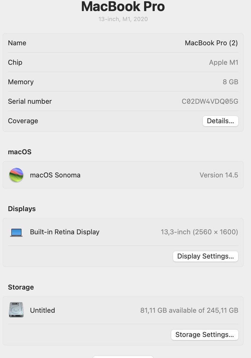 adefjri's tweet photo. @bhaguz_403 Halo kak @bhaguz_403 

Izin post #wts macbook
MacBook Pro 13 inci M1 Pro. 
Details:
Spek 256/8 Space Gray. 
BH 88% CC 120

Kelengkapan:
- Charger
- Unit

Harga 10jt bisa nego
bisa COD area Jakpus &amp; Jaktim (Pondok Bambu https://t.co/LesMLQaChf