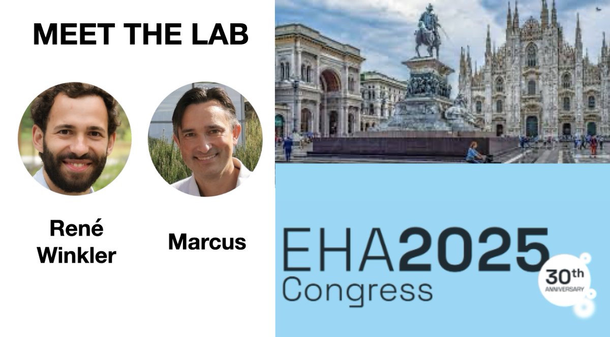 MarcusBuschbeck's tweet image. MEET THE TEAM.
René Winkler and Marcus Buschbeck will attend @EHA_Hematology 2025 congress in Milan.
Find us at:
JUN 12 - Mol Hemato workshop, Brown 3
JUN 13 - EHA-ISEH Joint Symposium, Amber 7
JUN 14 - YoungEHA, Brown Hall 2 + Poster 1606
JUN 15 - Myeloid Neoplasia, Brown 1