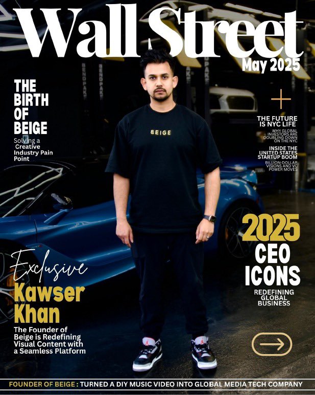 ceokawser's tweet photo. Honored to be featured in Wall Street Magazine. Shared thoughts on Beige’s journey, vision &amp; the power of creative leadership. Grateful for the team making it real. This is just the beginning.

🔗https://t.co/B6yKLmGTnn https://t.co/dciWLBro9R