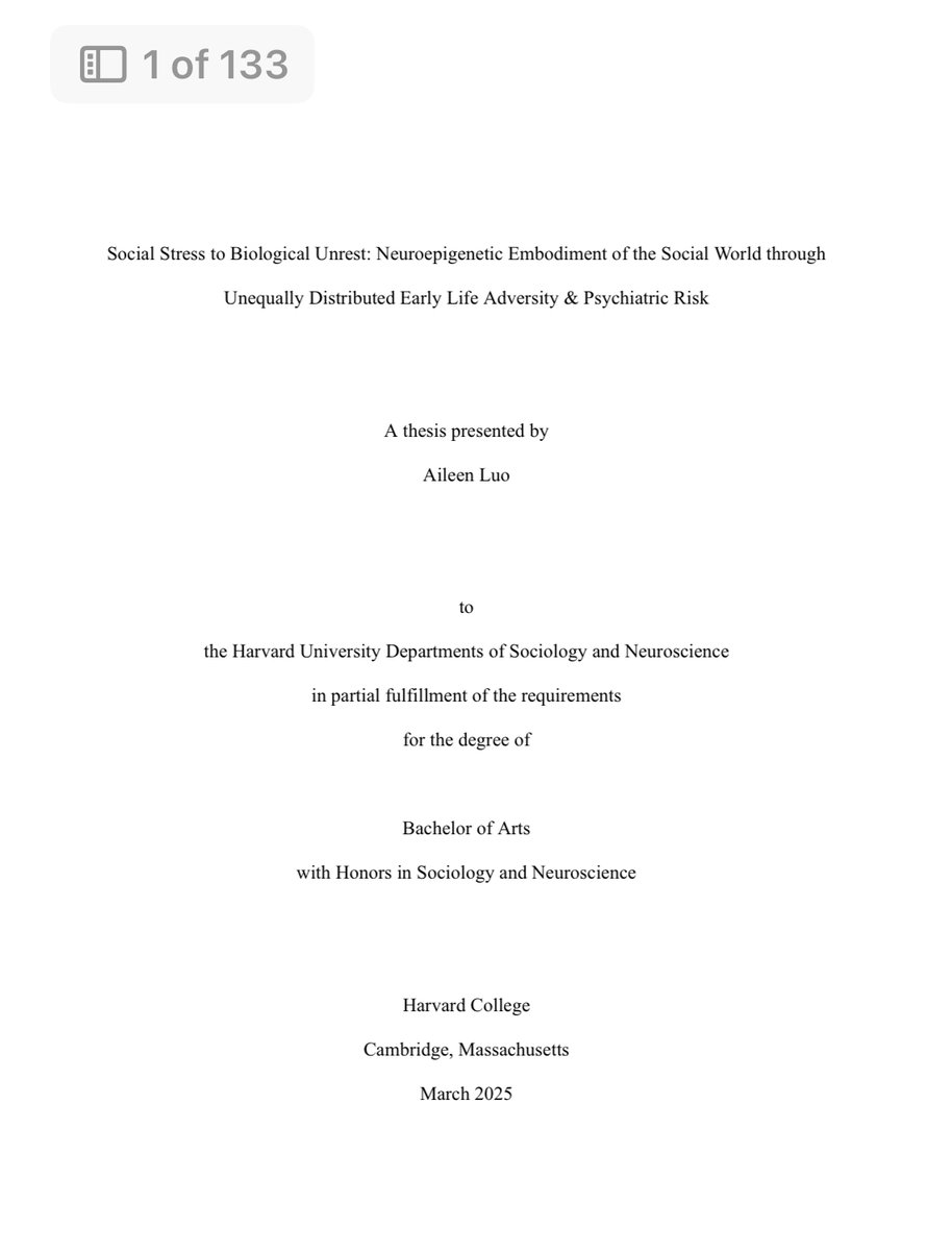 thelussierlab's tweet photo. 🎓Congrats to our undergrad RA, Aileen Luo, on successfully defending her senior thesis!

We’re so proud of her rigor &amp; commitment to research examining how early social adversity becomes biologically embedded to influence mental health.

#ThesisDefense #Harvard2025 #WomenInSTEM https://t.co/dz94qxdiOY