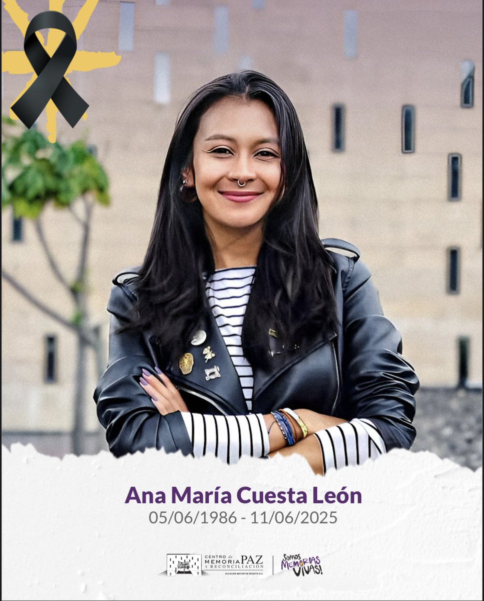 Consejería de Paz de Bogotá 🕊 (@consejeriadepaz) on Twitter photo Con profundo dolor comunicamos la partida de la directora de nuestro <a href="/centromemoria/">Centro de Memoria, Paz y Reconciliación de Bogotá</a> Ana María Cuesta. Nos comprometemos a honrar su memoria y cuidar su legado para seguir trabajando por la dignidad de las víctimas, la construcción de paz y memoria en la ciudad y el país. Con profundo dolor comunicamos la partida de la directora de nuestro <a href="/centromemoria/">Centro de Memoria, Paz y Reconciliación de Bogotá</a> Ana María Cuesta. Nos comprometemos a honrar su memoria y cuidar su legado para seguir trabajando por la dignidad de las víctimas, la construcción de paz y memoria en la ciudad y el país.