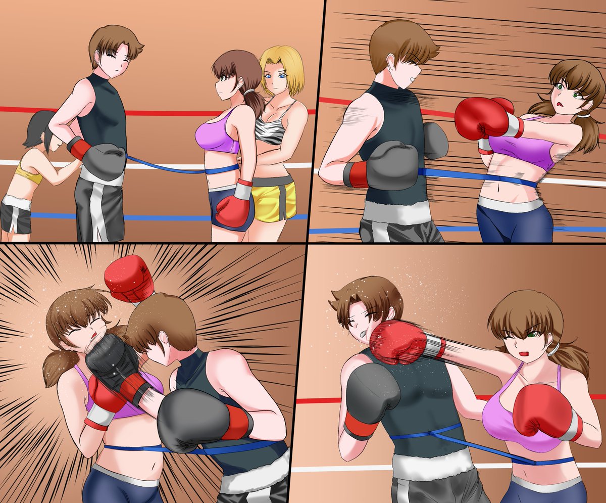 Commission for anonymous. His idea is to have Alan and Nelly spar while being tied. It's to help them trade blows at close quarters