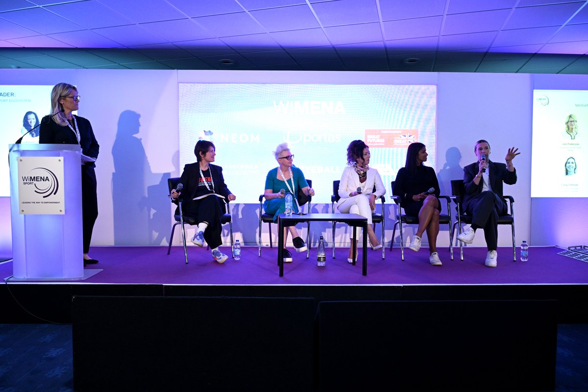 WimenaSport's tweet image. Panel 4: From Athlete to Leader 🎯
With Lisa Pennington, @TasminaSheikh , @carlytelford1 @ro_samarasinhe , Kelly Simmons.
Chaired by Jan Paterson.
A roadmap for women rising through sport’s ecosystem.
#WIMENASport
#wimenasportwitharamco