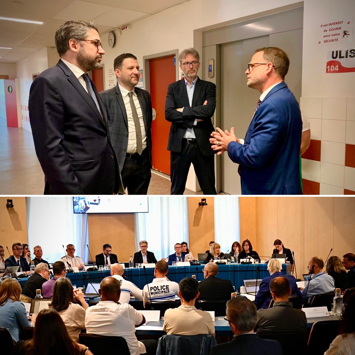 🟢 Le Préfet du 92 à Villeneuve : visite de terrain au Collège Pompidou, puis séance plénière du CLSPD.

➡️ Depuis 2020, de gros efforts sur la prévention-sécurité avec les partenaires : les indicateurs s'améliorent  mais il reste du travail et nous restons mobilisés !
