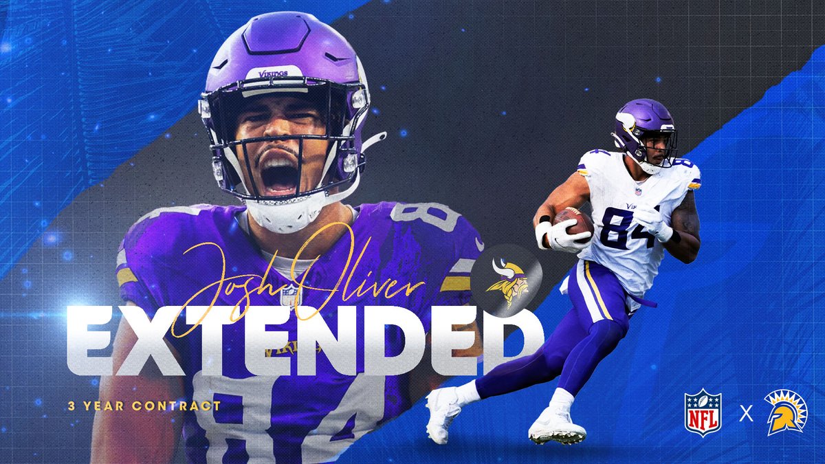 CONGRATS <a href="/JoshO_3/">Josh Oliver</a> on the 3️⃣-year extension❕

#ThisIsSparta | #AllSpartans | #NFL
