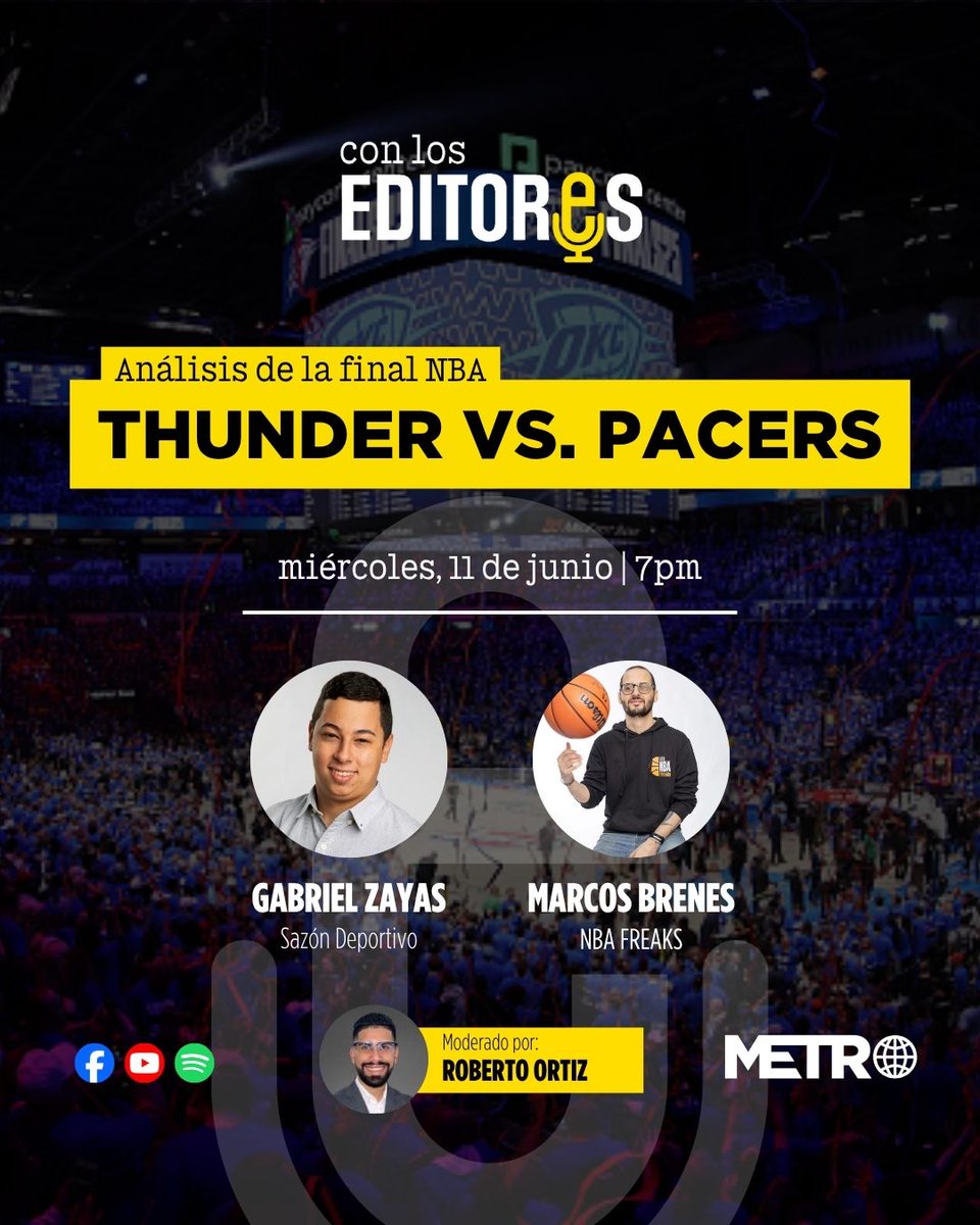 HOY 7PM! ¿Quién ganará la final de la NBA? Como antesala al tercer partido  entre los Oklahoma City Thunder y los Pacers de Indiana, analizamos lo que  ha ocurrido en la batalla, image size:960x1200