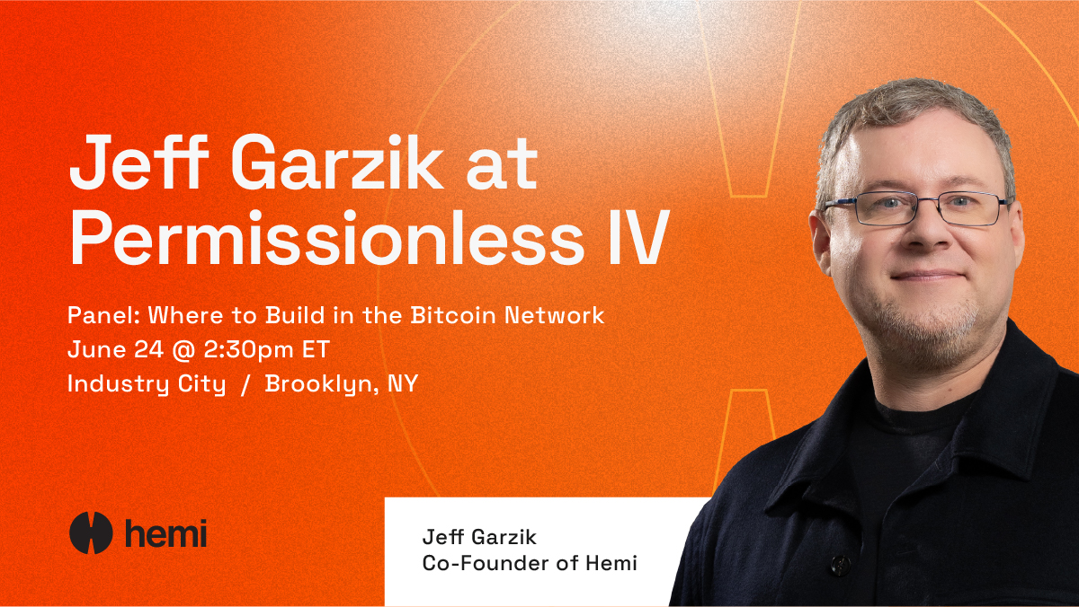 Hemi (@hemi_xyz) on Twitter photo 🔍 Building in the Bitcoin ecosystem? There’s more than one path.
Catch Hemi co-founder and early Bitcoin developer <a href="/jgarzik/">Sir Jeff Garzik</a> at <a href="/Permissionless/">Permissionless</a> as he shares where the real opportunities are. 🔍 Building in the Bitcoin ecosystem? There’s more than one path.
Catch Hemi co-founder and early Bitcoin developer <a href="/jgarzik/">Sir Jeff Garzik</a> at <a href="/Permissionless/">Permissionless</a> as he shares where the real opportunities are.