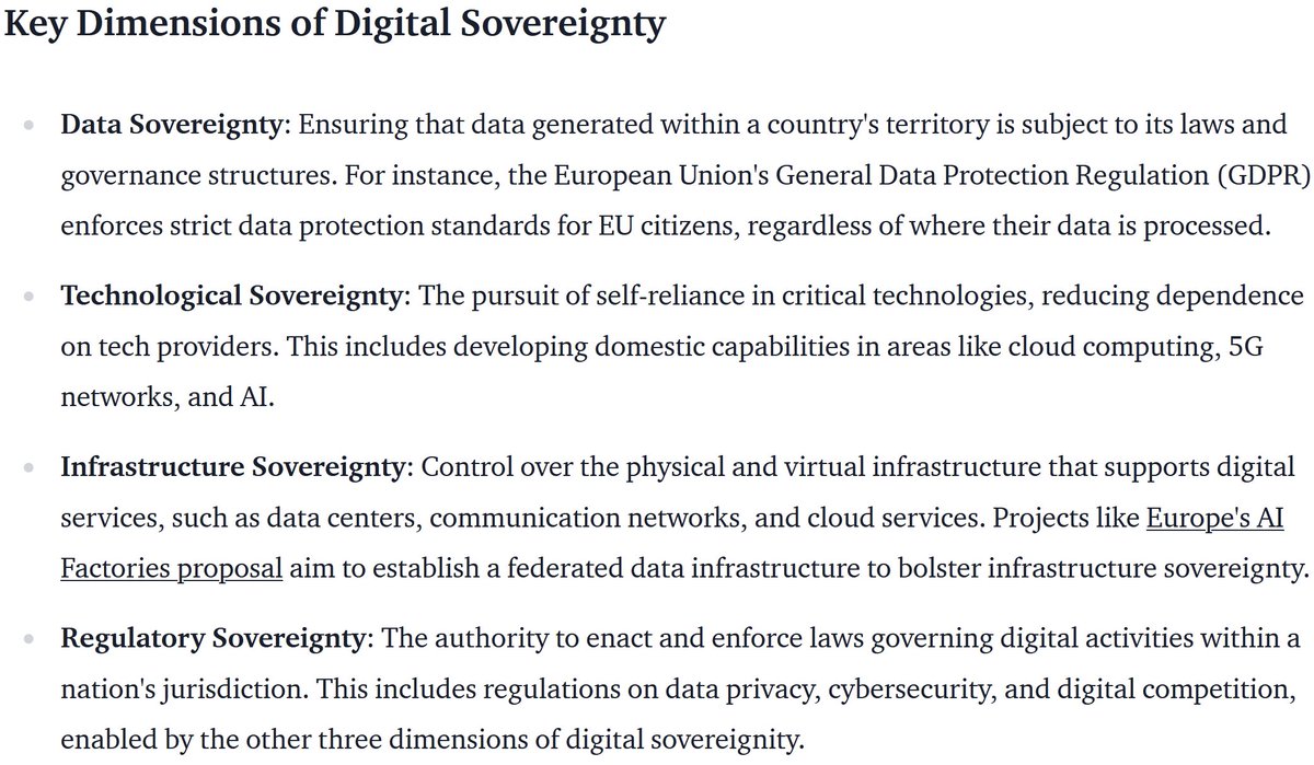Yacine Jernite (@yjernite) on Twitter photo Great blog post on *Digital Sovereignty and OS AI* led by the fantastic <a href="/frimelle/">Lucie-Aimée Kaffee</a>!
Digital sovereignty for AI needs to account for dynamics of:
📚 data
🧑🔬 technology
💽 infrastructure
⚖️ regulation
Open and transparent AI contributes to all, read for some concrete examples! 👇 Great blog post on *Digital Sovereignty and OS AI* led by the fantastic <a href="/frimelle/">Lucie-Aimée Kaffee</a>!
Digital sovereignty for AI needs to account for dynamics of:
📚 data
🧑🔬 technology
💽 infrastructure
⚖️ regulation
Open and transparent AI contributes to all, read for some concrete examples! 👇