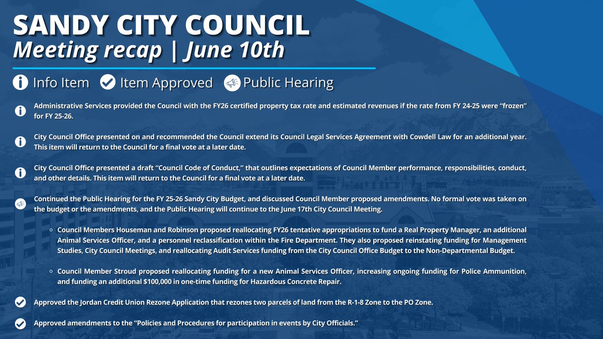 Missed last night's City Council meeting? Here's a recap! You can also watch a recording of the meeting here: tinyurl.com/ynam54ch