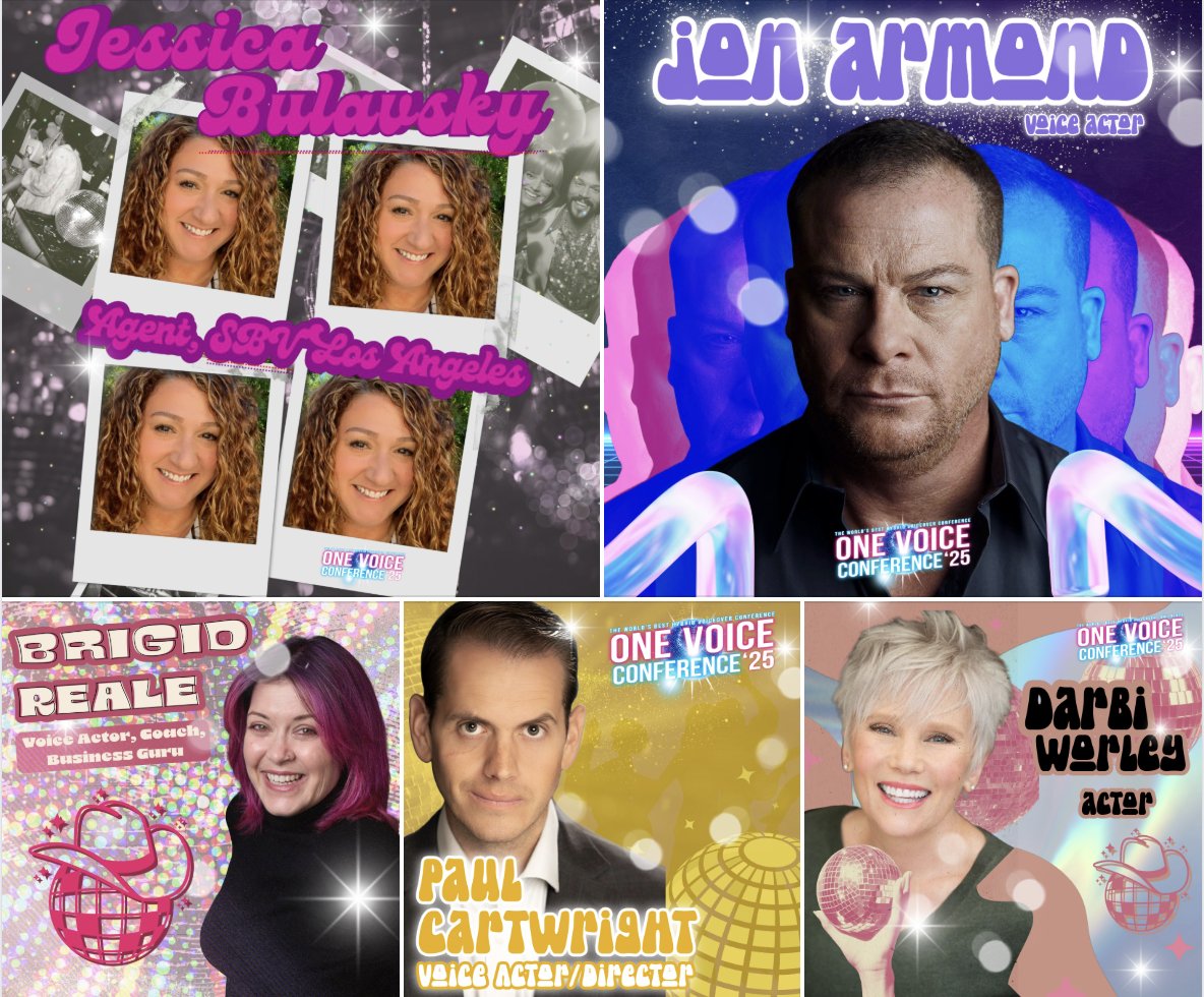 🪩 VO dreams don’t work unless you boogie — and this lineup’s got the moves. 

Agent. Narrator. Strategist. Director. Performer.
Jessica Bulavsky, Jon Armond, Brigid Reale, Paul Cartwright &amp; Darbi Worley bring serious know-how to the OVC USA stage.

Who are you looking forward to