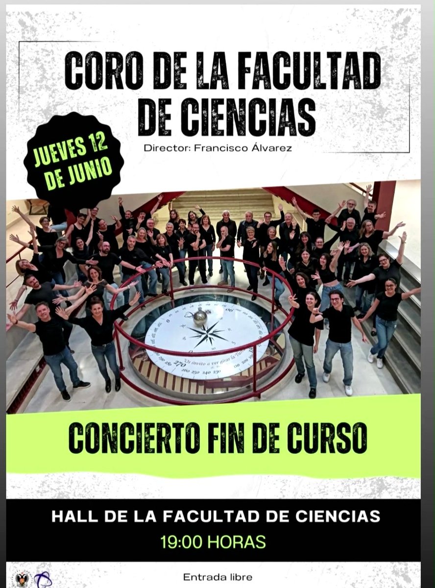 Más actividad de nuestros coros. El 12 de JUNIO, a las 19:00h, el Coro de la Facultad de Ciencias dará un concierto de fin de curso en el hall de la facultad...