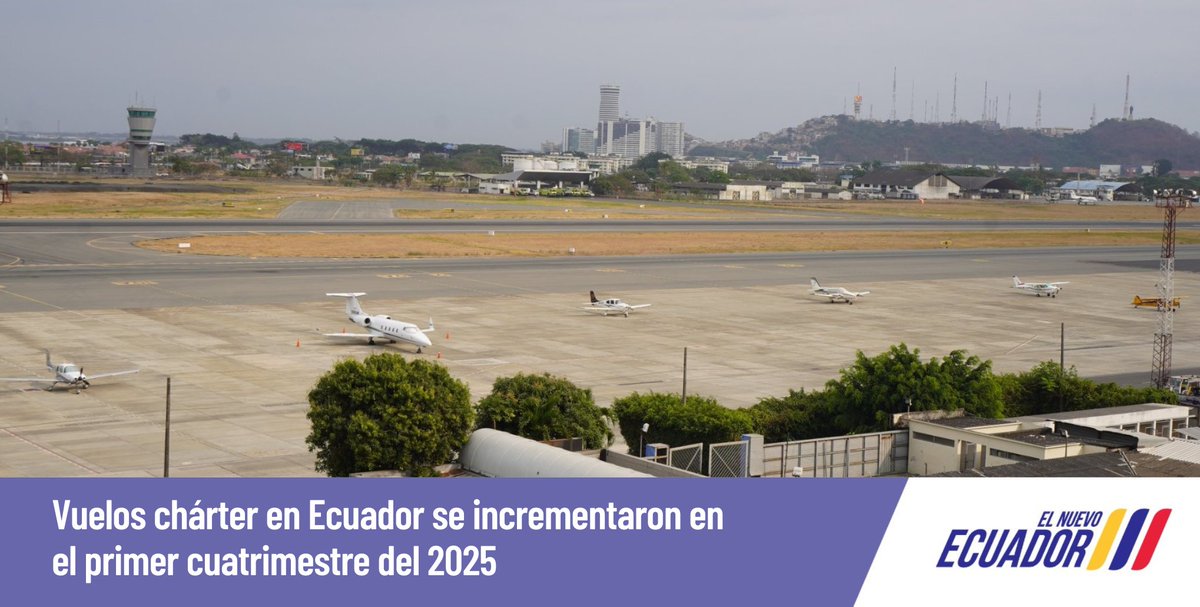 #BoletínDGAC 📝Vuelos chárter en Ecuador se incrementaron en el primer cuatrimestre del 2025📊

 Conoce los detalles⏩n9.cl/99s43

#ElNuevoEcuador