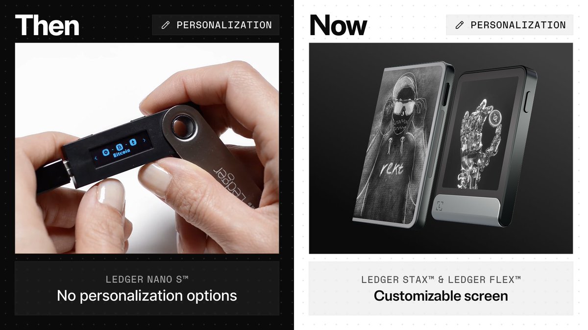 Then: Same screen for everyone.
Now: Your wallet, your vibe.

Ledger Stax™ and Ledger Flex™ let you make it yours with customizable screens that flex your style as hard as your security.

Upgrade the tech and the drip: shop.ledger.com/pages/ledger-n…