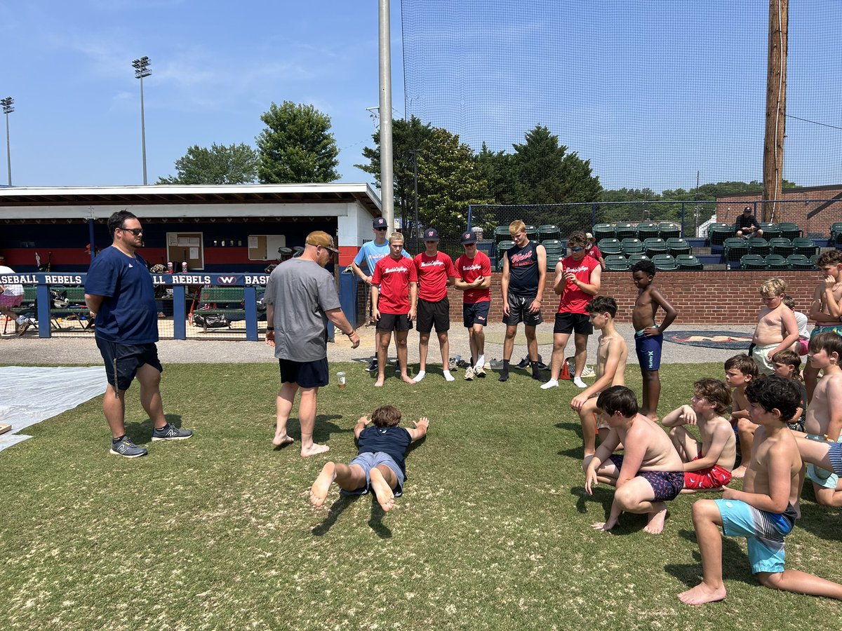 WestRebels_BSB's tweet photo. Great last day of camp! We worked on pitching and catching fundamentals and then played our final games of the week…after that, slip &amp; slide and water balloon fun!

We had a fantastic group of campers this week and had tons of fun. Thank you for coming out!

#RebsBSB🔵🔴⚾️ https://t.co/YAKIKbpSfe