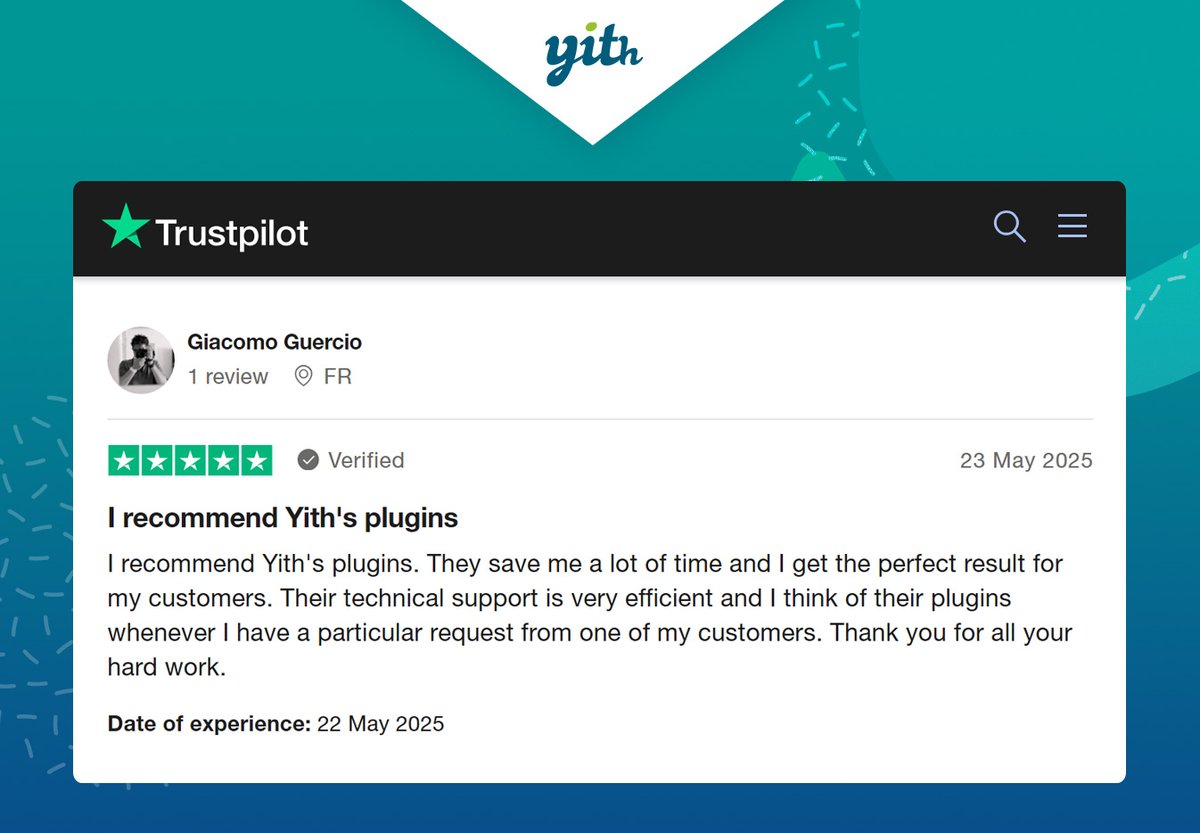 Messages like these are everything 💚Thank you for your support! 🙌#yithplugins