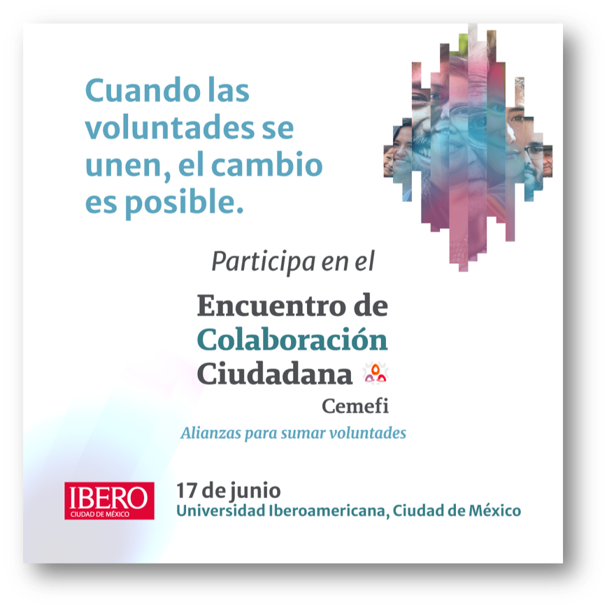 OIM_Mexico's tweet photo. 💬💡 ¡Nos vemos en el Encuentro de Colaboración Ciudadana del @Cemefi.

Invitamos a este espacio que reúne a personas, organizaciones e instituciones comprometidas con construir una sociedad más justa, incluyente y solidaria el próximo 17 de junio en la @IBERO_mx #CDMX.

🔗 Conoce más: https://t.co/d5iCb3Bewy