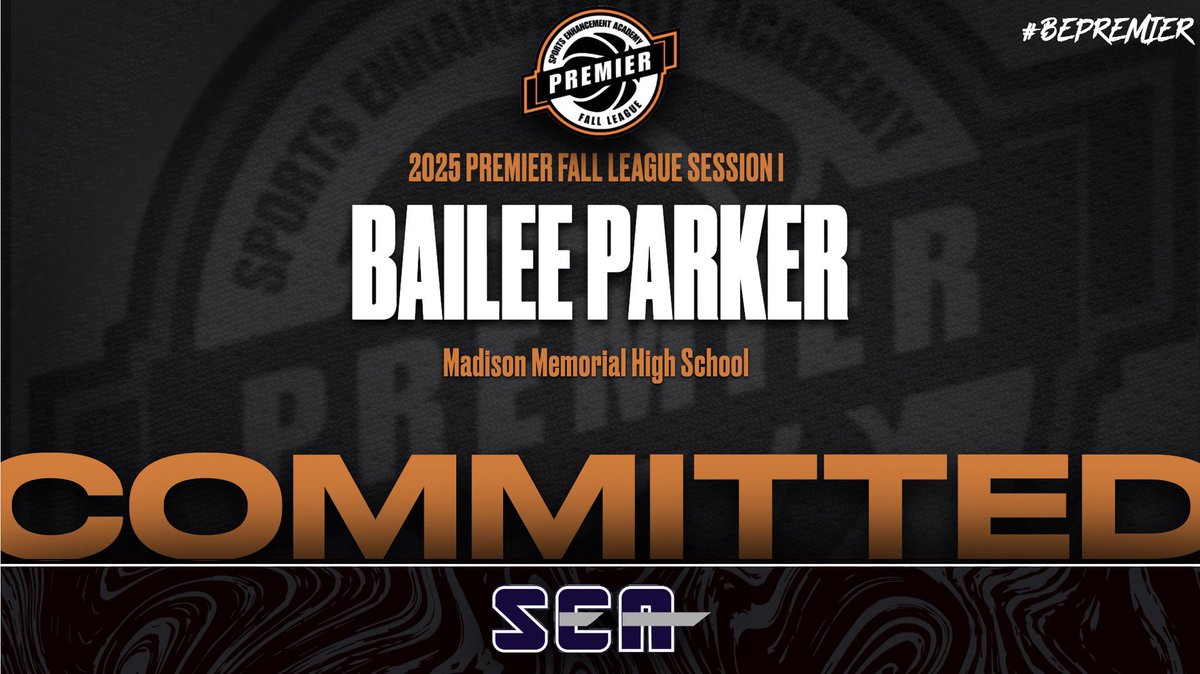 🚨COMMITTED🚨

We are excited to welcome 2027 5’10” G Bailee Parker (<a href="/BaileeParker21/">Bailee Parker</a>) from Madison Memorial to Session I of the 2025 Premier Fall League at <a href="/SEAFacilities/">SEA Facilities</a>‼️

Register ONLINE • seasportsfacilities.sportngin.com/register/form/…

#BePremier